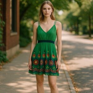 Lulumari Women's Green Floral V Neck Dress
New